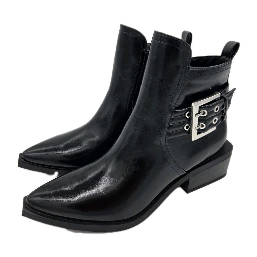 Wild Fable Giovanna Black Buckle Pointed Toe Ankle Booties Sz 6.5